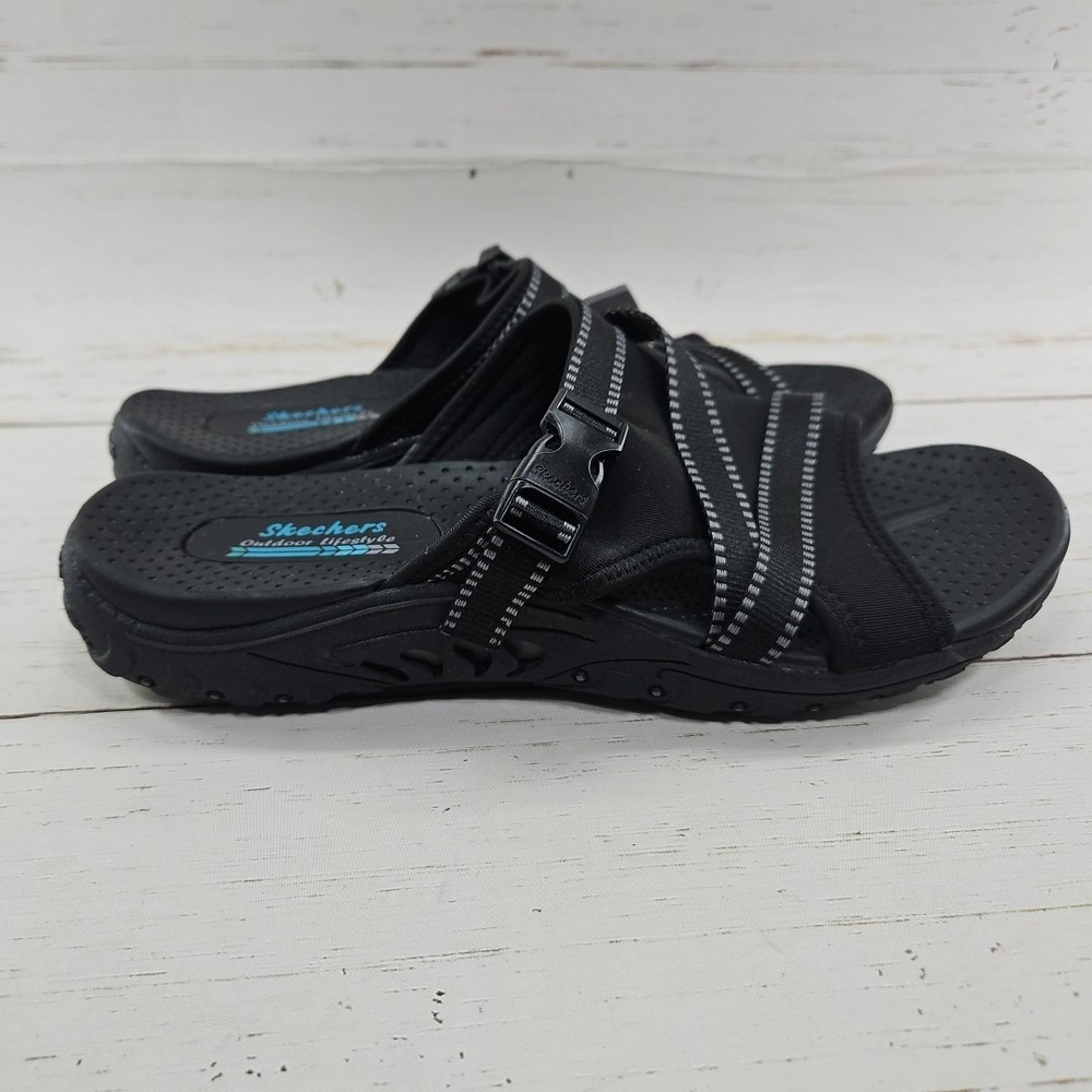 Skechers Sandals Womens Size 10 Black Reggae Slide Outdoor Lifestyle 56196S - Picture 4 of 10